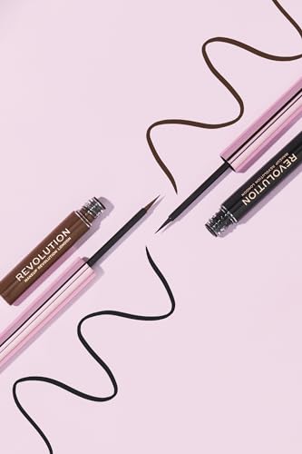 Revolution Super Flick Liquid Eyeliner - Brown, Precision Brush