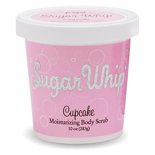 Primal Elements Sugar Whip Exfoliating Scrub, Body and Face Cleanser for Silky Smooth, Moisturize All Skin Types, 10 Oz, Cupcake, 10 Ounce