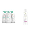 Dove Sensitive Skin Body Wash 30.6 fl oz (Pack of 3) and Advanced Care Antiperspirant Deodorant Spray with Pro-Ceramide Technology