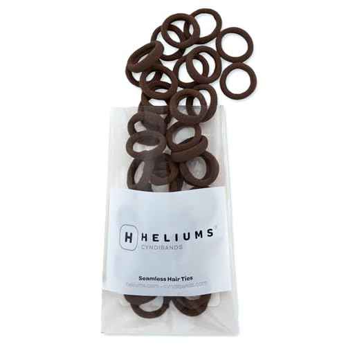 Heliums Extra Small Hair Ties No Damage - Dark Brown - Mini 0.7 Inch Tiny Soft Seamless Hair Bands for Toddlers, Braids, Kids Ponytails- 40 Count