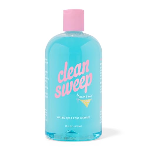 Clean Sweep 2-in-1 Pre & Post Waxing Cleanser ? No-Rinse, Anti-microbial & Moisturizing Formula ? Removes Oil, Dirt & Makeup ? Soothes & Preps Skin for Effective Waxing? 16oz