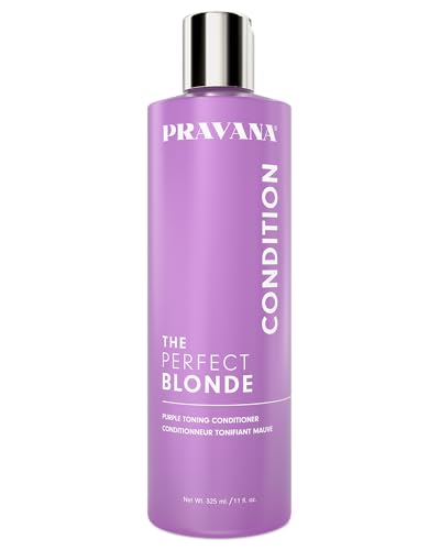 Pravana The Perfect Blonde Purple Toning Conditioner | Neutralizes Brassy, Yellow Tones | For Color-Treated Hair | Adds Strength, Shine, Elasticity | Sulfate Free | 11 Fl Oz