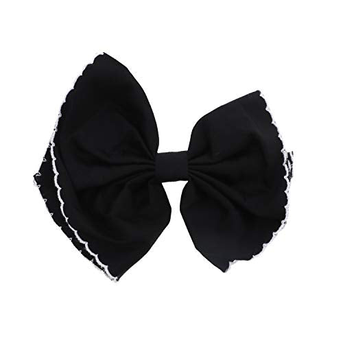 Scalloped Edge Bow Hair Clip Small Black