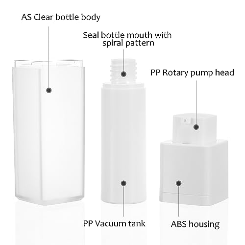 3Pcs Empty Airless Pump Bottles, Travel Airless Pump Containers, Empty Refillable Airless Pump, Foundation Travel Pump Bottle for Toner, Gel, Hair Oil, Lotion, Shampoo and Face Cream (30ML)