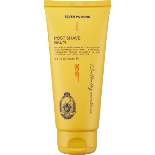 Seven Potions Post Shave Balm for Men ? Calms Skin Irritation, Retains Moisture ? Soothing, Hydrating, Lightweight Formula ? Natural, Vegan, Cruelty-Free Aftershave Lotion (3.4 FL OZ)