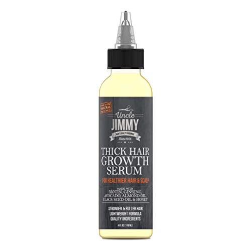 Uncle Jimmy Thick Hair Growth Serum, Hair Growth Treatment, Anti Hair Loss, Promotes Thicker, Stronger Hair for Men & Women 4 Fl Oz