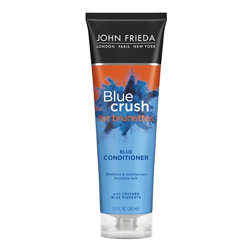 John Frieda Blue Crush Conditioner, Toning Conditioner for Brunette Hair, Nourishes Color-Treated and Natural Hair, Blue Pigments for Vibrant, Cool-Toned Brunette Hair by Reducing Orange Tones, 8.3 Oz