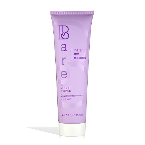 Bare by Vogue Instant Tan - Medium 150ml, Wash-Off Formula for Streak-Free, Natural-Looking Glow - Infused with Super Peptides for Plump, Smooth & Firm Skin