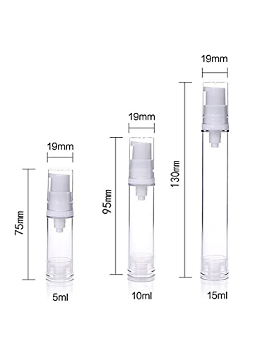 Wresty 12pc 5ml Airless Pump Bottles - Travel Cosmetic Containers