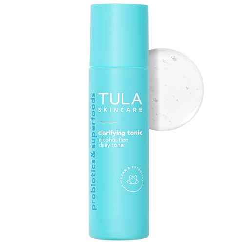 TULA Skin Care Clarifying Tonic Alcohol-Free Daily Toner - Face Toner to Gently Exfoliate and Tighten Pores, Contains Witch Hazel and Niacinamide, 5.07 Fl Oz.