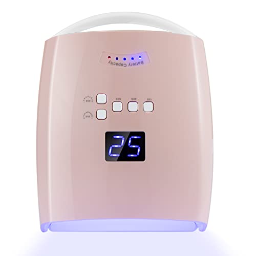 Ayshone Pink 48W Rechargeable Cordless UV LED Nail Lamp for Gel Nails, Manicure & Salon