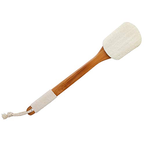 Leotruny 100% Natural Exfoliating Loofah with 17in Arc Long Handle - 1 Pack