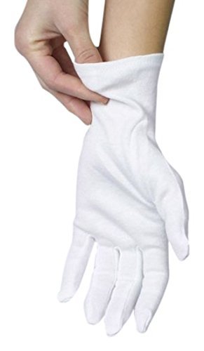 ANSMIO 100% Cotton White Gloves for Dry Hands & Sleeping, Size M - 2 Pairs