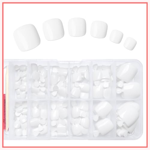 168pc White Press On Toenails Kit - Short Square Fake Toe Nails