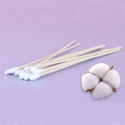 RIKWOG 400 Pcs Cotton Swabs - 6 Inch Wooden Handle Ear Picks