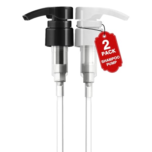 Shampoo Pump Dispenser for 33.8 oz Bottle, 2-Pack Black & White