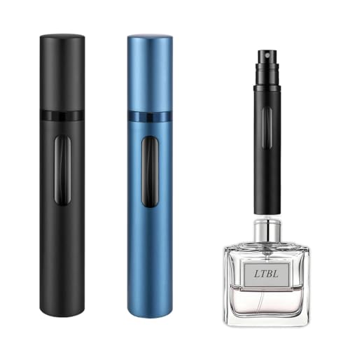 LTBL 2-Pack Black & Dark Blue Travel Perfume Atomizers 10ml Refillable Bottles