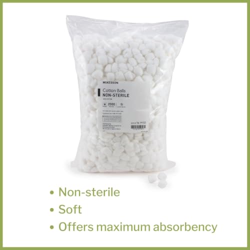 McKesson Cotton Balls Bulk Medium 2000 Count for Face, Makeup & Cleaning