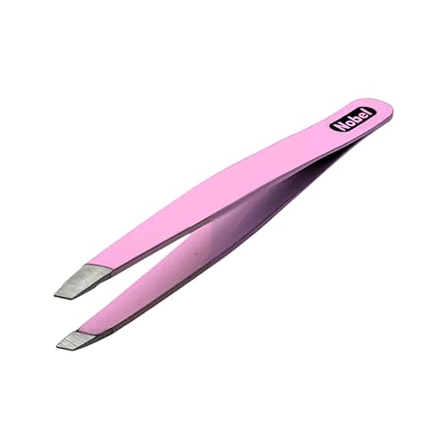 Professional Stainless Steel Tweezers - Slanted Edge Tweezer For Eyebrows, Ingrown Hair, & Splinters (Baby Pink)