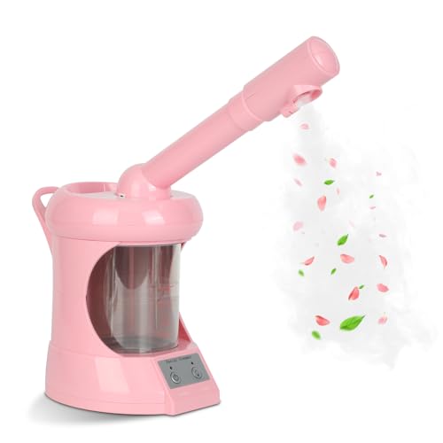 Facial Steamer Professional - Nano Ionic Face Steamer with Extendable Arm, 360¡ÆRotating Nozzle Face Steamer for Facial Deep Cleaning, Steamer for Facial for Personal Care at Home or Salon£¨Pink£©
