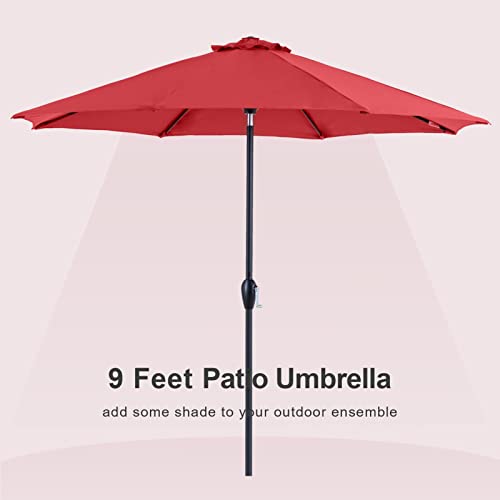 Tempera 7.5ft Patio Market Outdoor Table Umbrella with Push Button Tilt and Crank,Large Sun Umbrella with Sturdy Pole&Fade resistant canopy,Easy to set,Rust Red