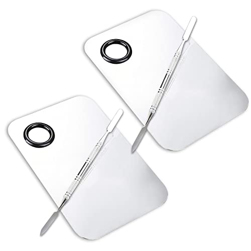 Stainless Steel Makeup Mixing Palette with Spatula – 2 Pc Set