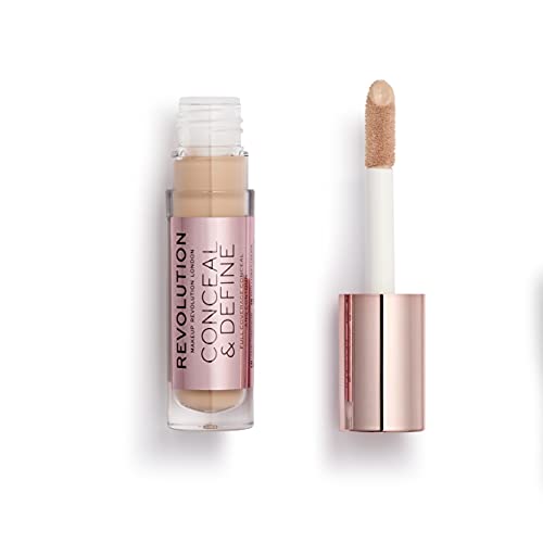 Revolution Beauty, Conceal & Define Concealer, Full Coverage & Lightweight, Long-Lasting Matte Finish, Vegan & Cruelty Free, C9 Medium or Tan Skin Tones, 0.14 Oz.