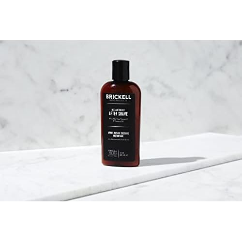 Brickell Men's Products Instant Relief Aftershave for Men, Natural and Organic Soothing After Shave Balm to Prevent Razor Burn, 4 Ounce, Scented