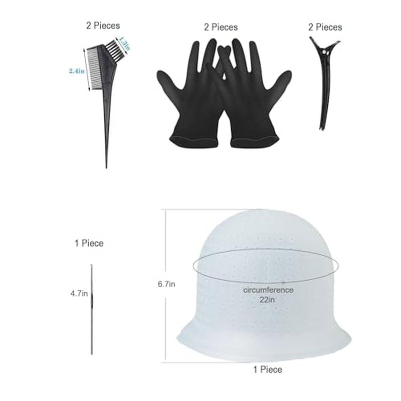 GELMAY Silicone Highlight Caps Set - 8 Reusable Hair Dyeing Tools