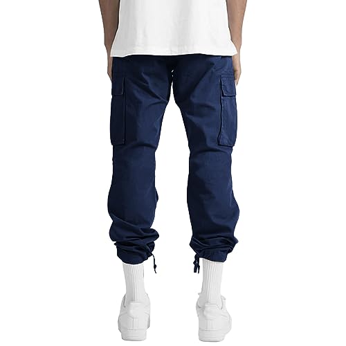THWEI Mens Cargo Pants Casual Joggers Athletic Pants Cotton Loose Straight Sweatpants
