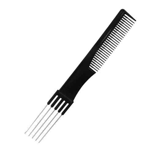 Teasing Comb with Metal Pick Combs for Women Hair Pick Comb for Hair Styling (1Pc Black)