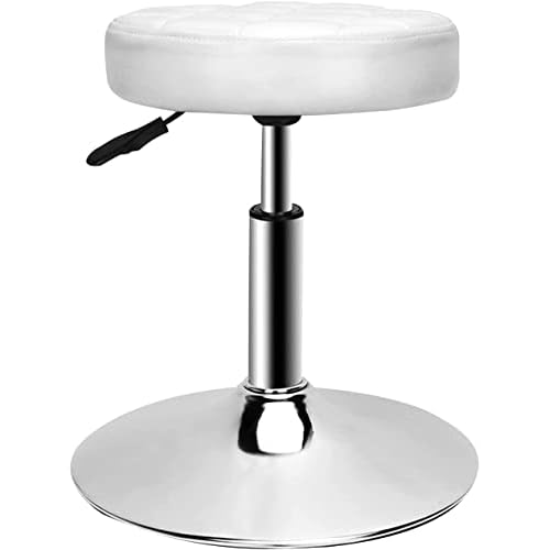 QiCheng&LYS Adjustable Height Sit Stand Round Office Stool Chair for Office Home Kitchen Wheelless Beauty Slip Stool (White)