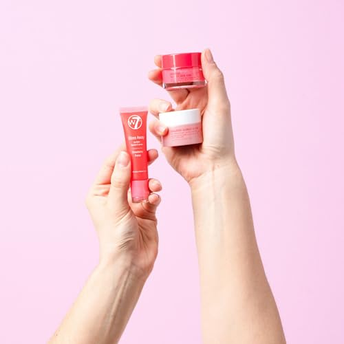 W7 Sweet Dreams Lip Care Trio - 3 Piece Set - Overnight Lip Mask, Lip Balm & Lip Scrub - Strawberry