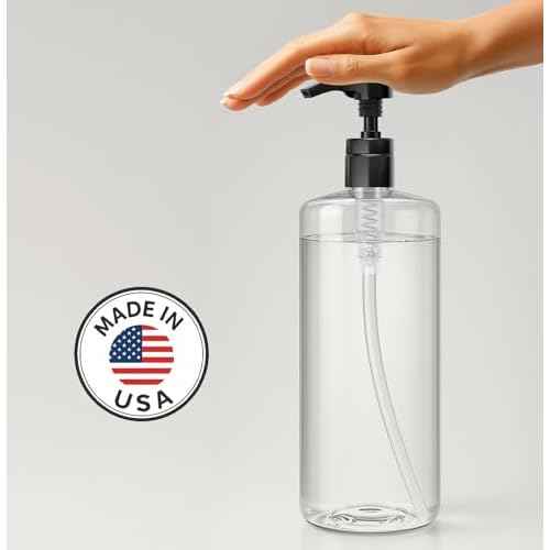 Bar5F Pump Bottle 32-Ounce 1-Liter Empty for Shampoo Conditioner Body Wash Lotion BPA-Free Crystal-Clear (Pack of 1)
