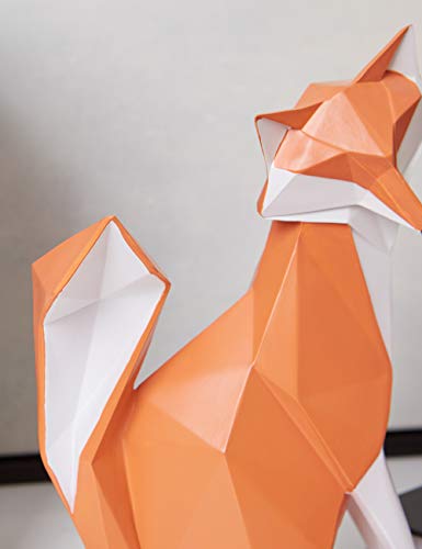 HAUCOZE Fox Figurine Statue Gifts Modern Sculpture Decor Home Gifts Animal Arts Polyresin Geometric Crafts 8.0 inch