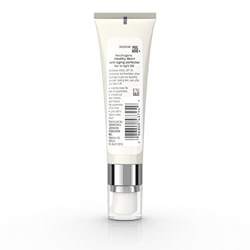 Neutrogena Healthy Skin Anti-Aging Perfector Tinted Facial Moisturizer and Retinol Treatment with Broad Spectrum SPF 20 Sunscreen with Titanium Dioxide, 20 Fair to Light, 1 fl. oz