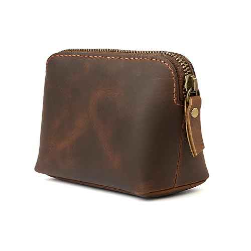 Leather Cosmetic Bags Make Up Bags for Women - Handmade Makeup Case Small Makeup Bags Jewelry Coin Pouch, Toiletry Bag for Men, Travel Cosmetic Pouch For Purse