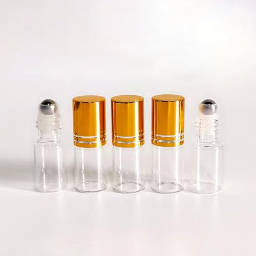 50 PCS 3ml Essential Oil Roller Bottles with Gold Caps