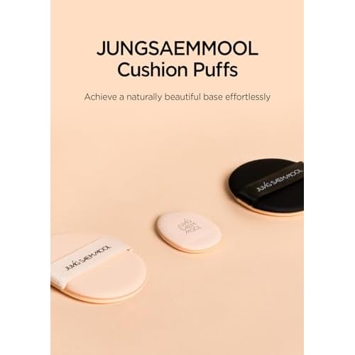 JUNG SAEM MOOL Cushion Puff | Natural Cover Puff for Smooth Fitting, Round Shape 2.1 Inch, Set (4pc)