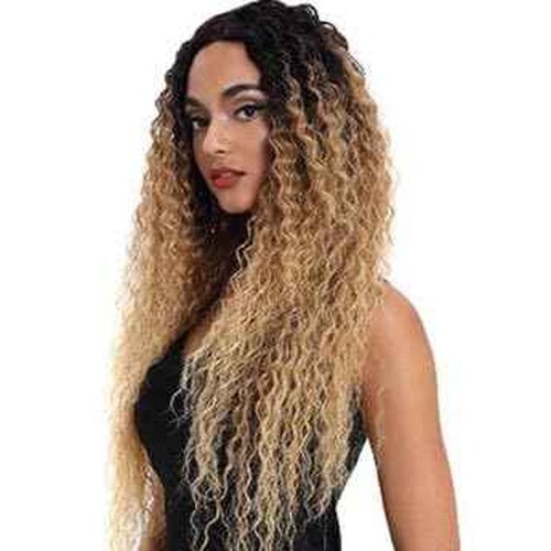 Black Textures Synthetic Lace Front Wig, Long Wavy Hair, 31 Inches (1B/27)