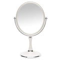 YEAKE White & Silver 8-Inch Double Sided Swiveling Table Mirror with 1X/3X Magnification, 13-Inch Stand Vanity Mirror