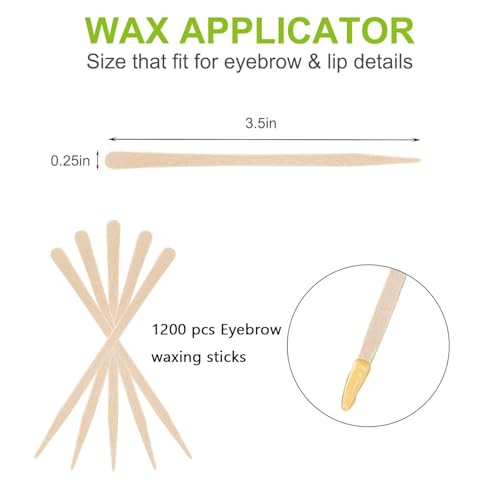 1200 Pcs Wooden Waxing Sticks with Pointed Handle - Small Wax Spatulas for Hair Removal