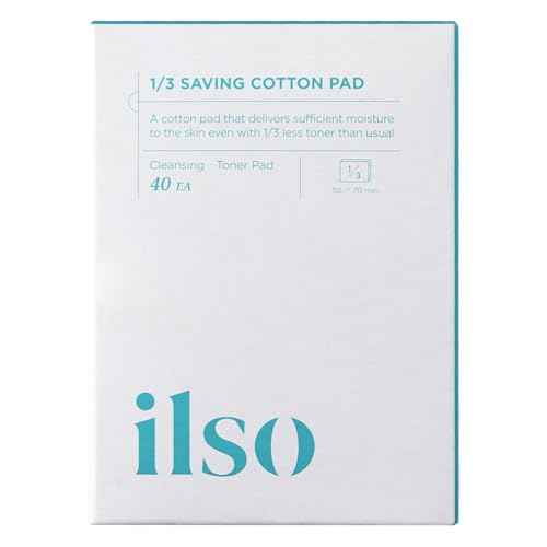 ILSO 1/3 Saving Cotton Pad, Thin Layer Perfect for DIY Toner pad and mask, 40 Sheets, Korean Skincare (50 x 70mm)
