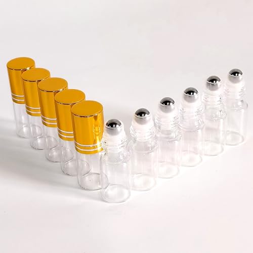 50 PCS 3ml Essential Oil Roller Bottles with Gold Caps
