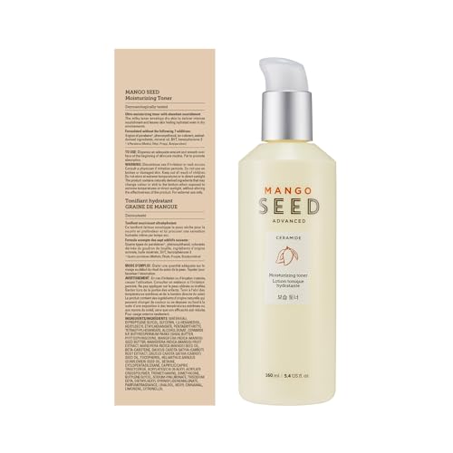The Face Shop Mango Seed Moisturizing toner | Intense Hydrating & Nourishing Toner with Subtly Sweet-Scented for Dry Skin | Rich & Everlasting Skin Moisturization, 5.4 Fl Oz
