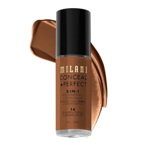 Milani Conceal + Perfect 2-in-1 Foundation + Concealer - Golden Toffee (1 Fl. Oz.) Cruelty-Free Liquid Foundation - Cover Under-Eye Circles, Blemishes & Skin Discoloration for a Flawless Complexion