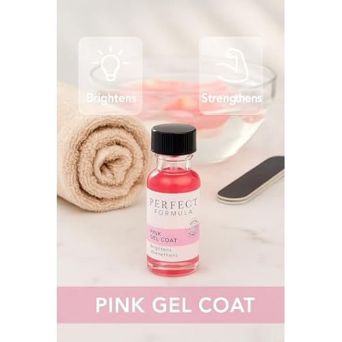 Perfect Formula Pink Gel Coat ? Rosey Glow Nail Strengthener & Keratin Treatment, 0.6 oz - Protein-Rich, Glossy Pink Gel Nail Polish for Damaged Nails | Supports Growth & Repair