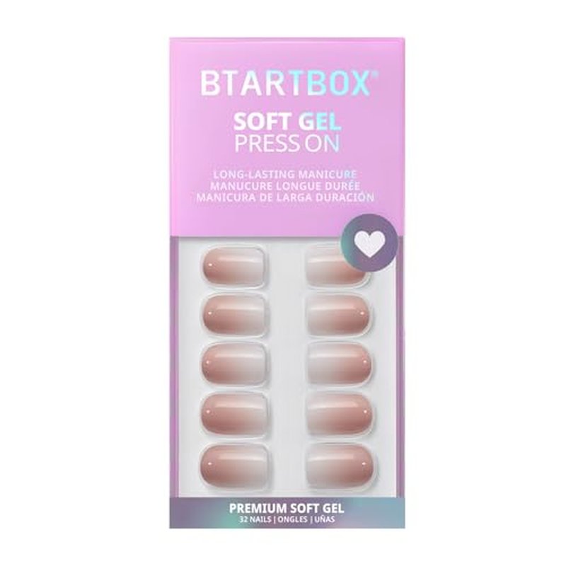 BTArtbox Square Ombre Soft Gel Press On Nails Kit - 32 Reusable Nails