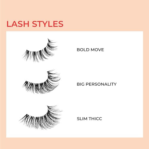 KISS My Lash But Bolder, False Eyelashes, Big Personality', 14 mm, Includes 1 Pair, Contact Lens Friendly, Easy to Apply, Reusable Strip Lashes, Glue-On (Pack of 2)