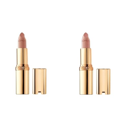 L'Or?al Paris Colour Riche Original Creamy, Hydrating Satin Lipstick Bundle with Argan Oil and Vitamin E, Bronze Coin, Caramel Latte, 2 Count